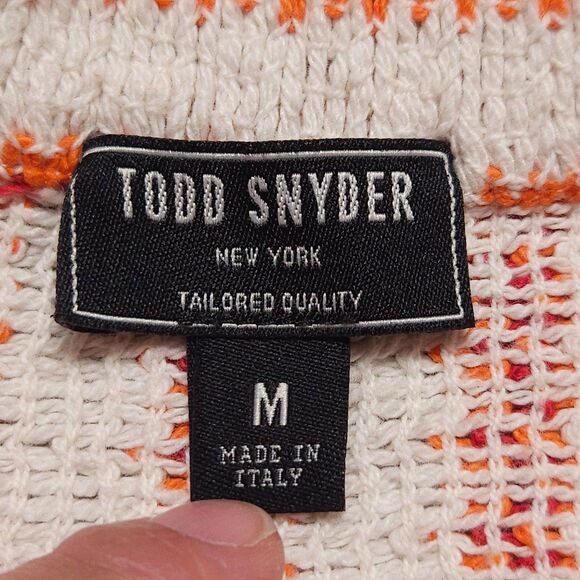 Todd Snyder Textured Stripe Cabana Shirt Mens M Orange White Knit Polo Portugal - Picture 4 of 10